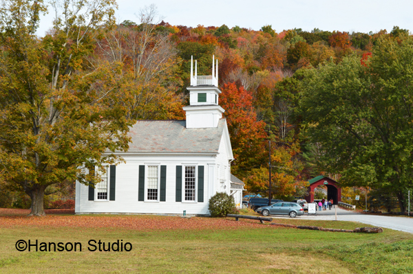 Arlington, VT - Arlington Community Church and Arlington Bridge - Fall